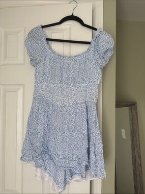 Hollister Light Blue Floral Smocked Romper